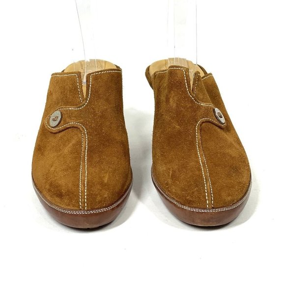 Cole Haan Shoes Womens 7.5 B Tan Amber Suede Devon Clog Mules‎ Heel Bohemian - Picture 2 of 13